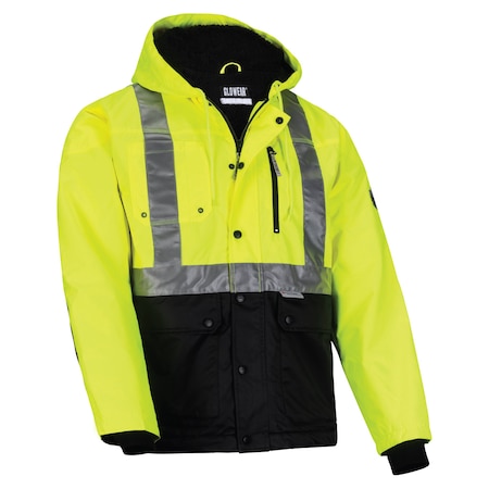 Ergodyne Jacket, Sherpa; Polyester, Class 2 Type R, Lime, M 8275